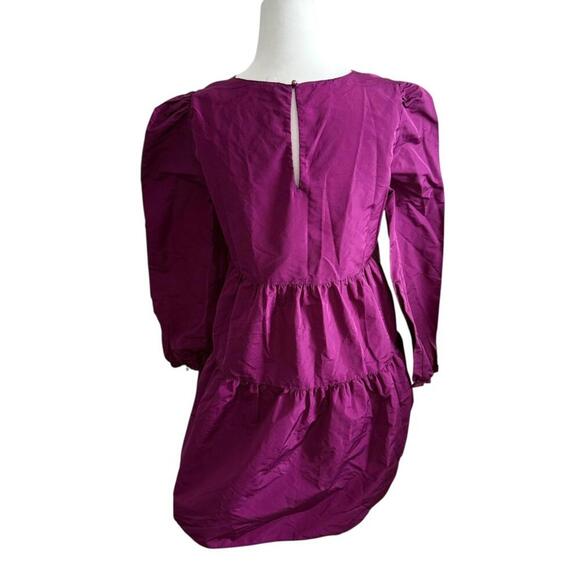 Zara Fuchsia Tiered/Babydoll Dress Medium Tafeta iconic bloggers favourite mini - Picture 6 of 12